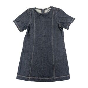 Old Navy Denim Shift Dress Women Petite Medium Dark Wash Mini Western Cottage